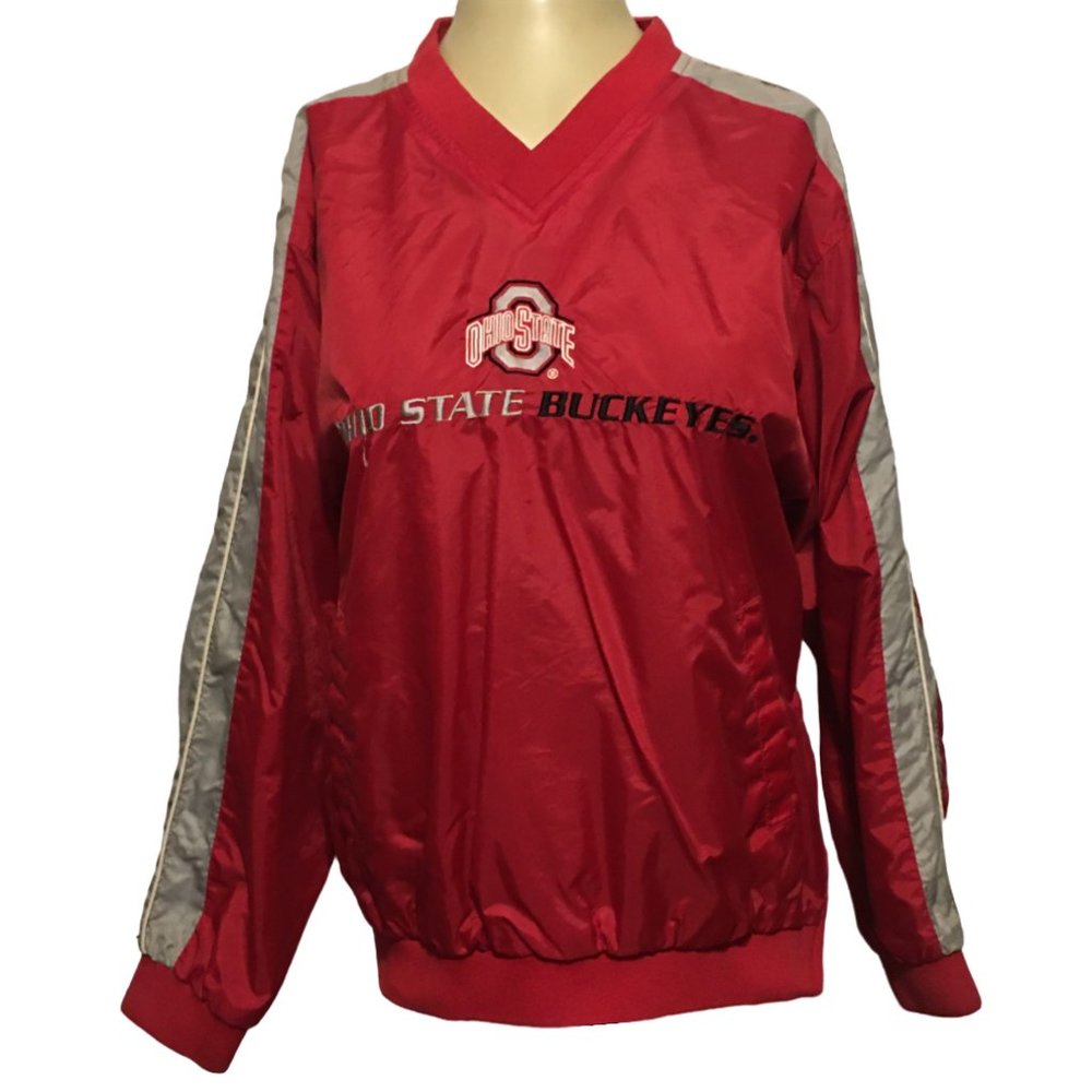 Youth Red Pullover Windbreaker NFL Ohio State Buckeyes Licensed Sz 14-16